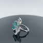 S925 Sterling Silver Paraiba Sapphire Flower Ring, Designer Versatile - Photo 3