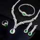 S925 Silver Emerald Teardrop Y-Shaped Layered Necklace, Versatile Vintage Wedding - Photo 3