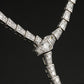 S925 Sterling Silver Y-Shape Pave Snake Chain Choker Necklace, Premium - Photo 2