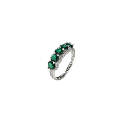 Lab Emerald Ring 925 Silver Micro-Set Green, Ring - Photo 5