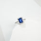 S925 Sterling Silver Square Sapphire Ring, Unique Elegant - Photo 3