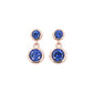 S925 Silver Double Round Bezel Sapphire Stud Earrings, Rose Gold Drop - Photo 5