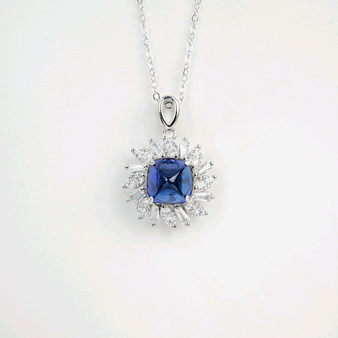 S925 Sterling Silver Lab Sapphire Necklace for Women, Versatile Minimalist Gift - Photo 5