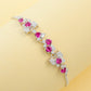 S925 Silver Round Ruby Diamond Flower Bracelet, Gentle Elegant Direct - Photo 2