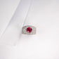 925 Sterling Silver Lab Ruby Men's Ring, Diamond Round Bold - Photo 4