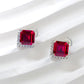 S925 Sterling Silver Emerald-Cut Lab Ruby Stud Earrings, Minimalist - Photo 4