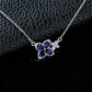 S925 Silver Lab Sapphire Four-Petal Flower Butterfly Necklace, Gemstone Versatile - Photo 3