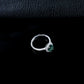 S925 Silver Oval Emerald Open Ring, Classic Halo Design - Photo 3