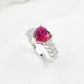 S925 Sterling Silver Lab Pigeon Blood Ruby Heart Pave Closed Ring, Engagement Premium for Women - Photo 1