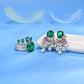 S925 Sterling Silver Crown Emerald Ring, Gemstone Halo Design - Photo 4