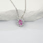 925 Sterling Silver Lab Padparadscha Sunflower Pendant Necklace, Minimalist - Photo 2