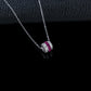 Lab Ruby Necklace 925 Sterling Silver Micro-Set, Elegant Premium - Photo 3