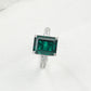 S925 Silver Lab Emerald Ring 4-Claw Side Diamond, Evening Wedding Gift - Photo 2