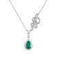 S925 Silver Snake Full Diamond Chain Teardrop Lab Emerald Halo Necklace, Premium Evening Jewellery - Photo 5