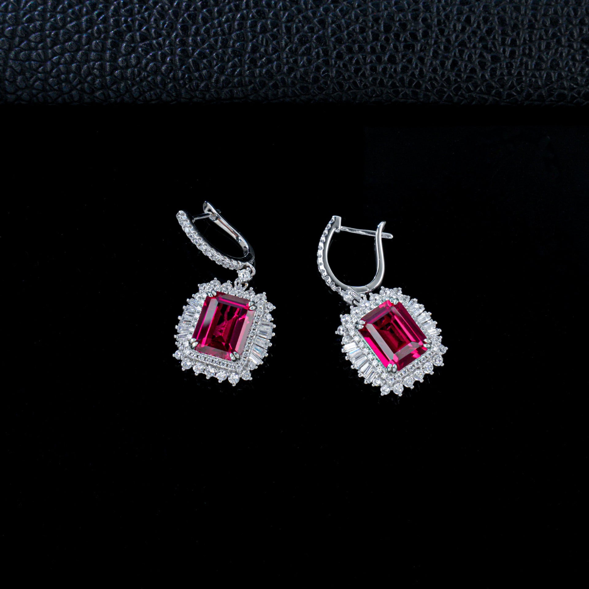 S925 Silver Pigeon Blood Lab Ruby Long Drop Ear Cuff, Formal Premium Gift - Photo 2