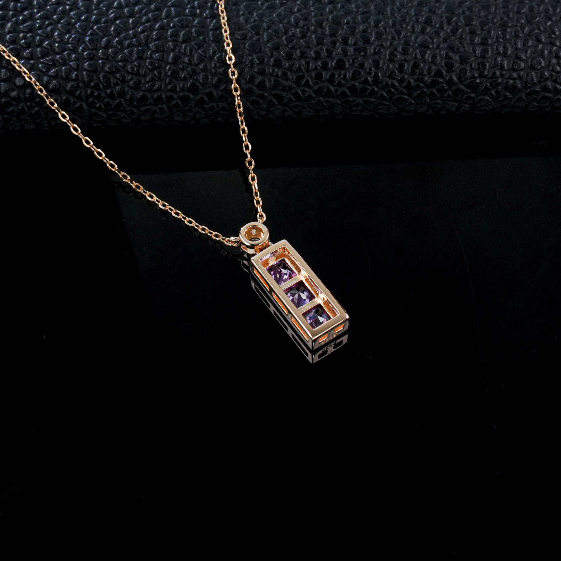 Pink Sapphire Rose Gold Necklace, Minimalist Premium Style - Photo 4