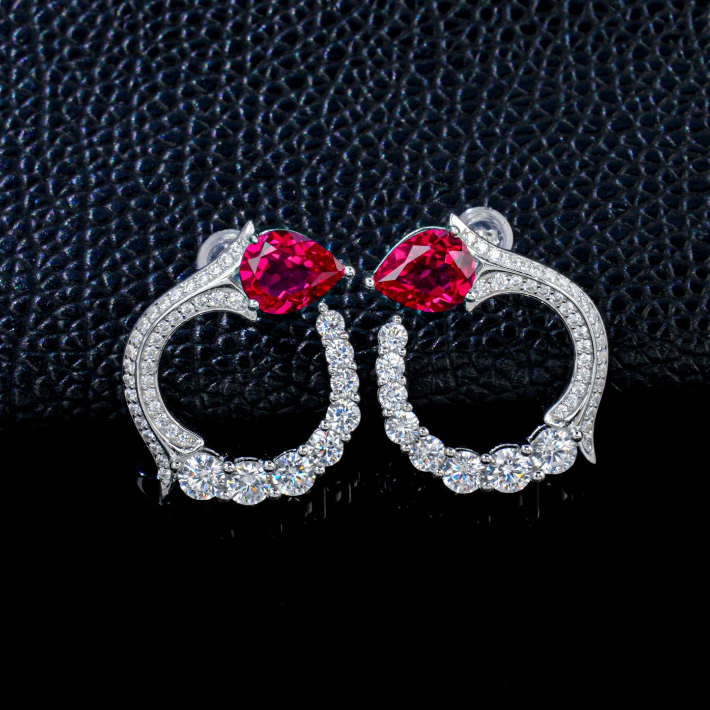 S925 Sterling Silver Lab Sapphire Earrings, Minimalist Artistic Unique for Women - Photo 4