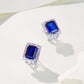 S925 Sterling Silver Lab Sapphire Earrings, Simple Women's Rectangle - Photo 3