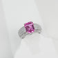 925 Sterling Silver Lab Padparadscha Double-Pave-Arm Ring, Premium Versatile - Photo 3