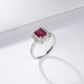 Lab Ruby Ring 925 Sterling Silver Holiday Gift Square-Set, Temperament Ring - Photo 3