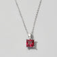925 Sterling Silver Lab Ruby Rectangular Jewellery Set (Necklace, Ring, Earrings), Minimalist - Photo 3