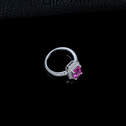 Padparadscha Pink Sapphire Ring 925 Silver, Lab Gemstone Design - Photo 2