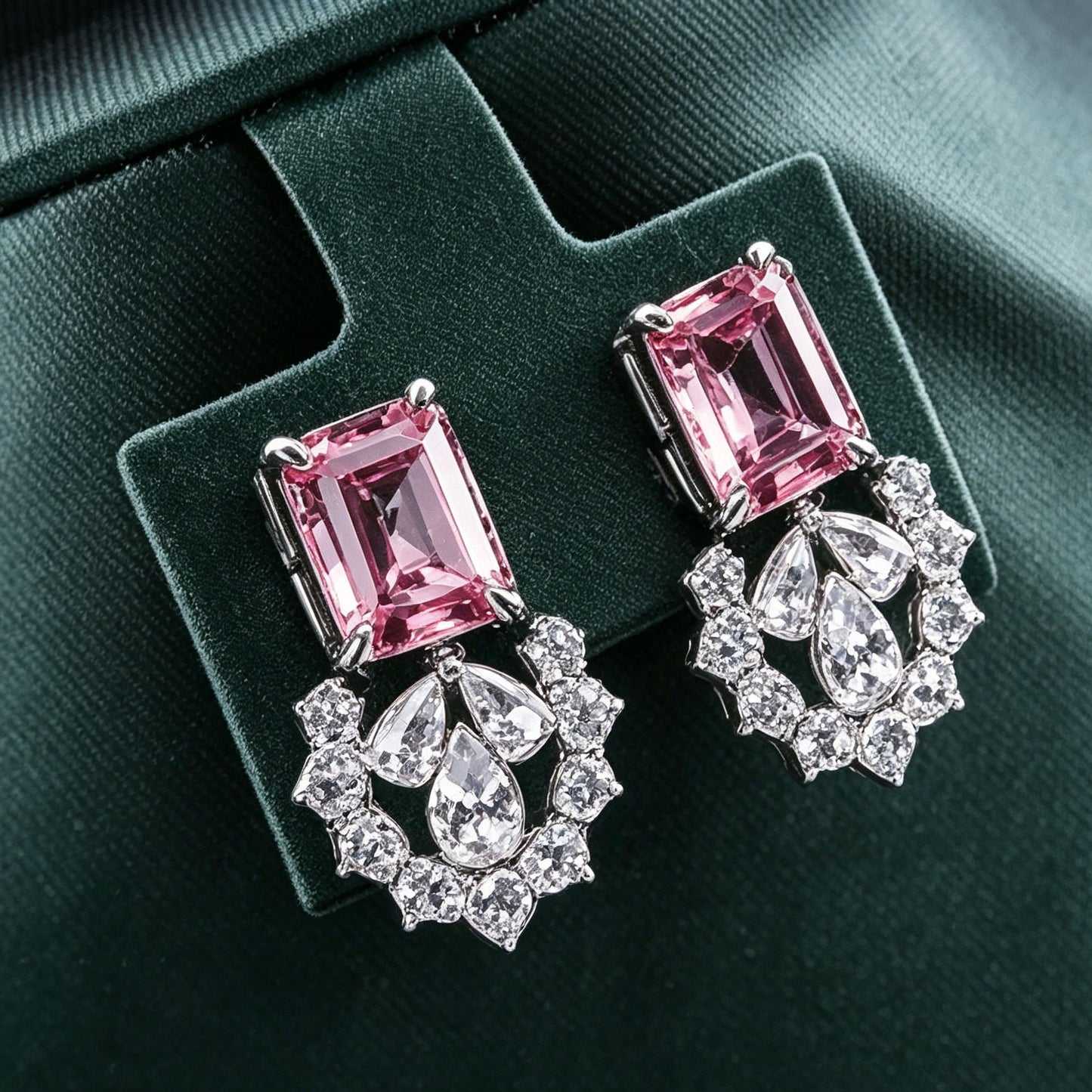 S925 Sterling Silver Lab Padparadscha 4-Piece Jewellery Set, Luxurious Premium for Women - Photo 3