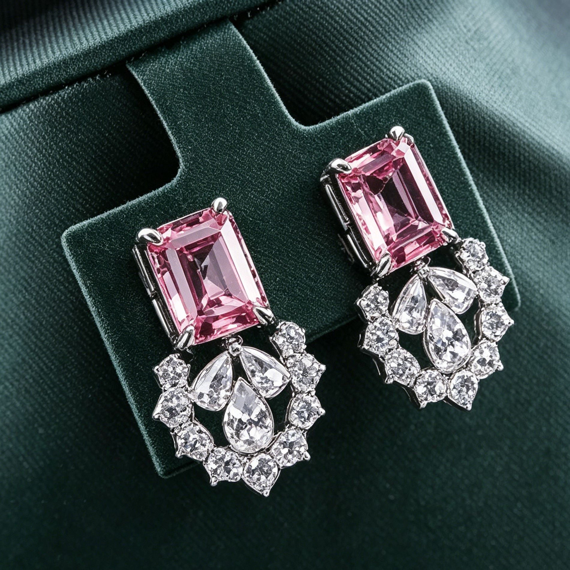 S925 Sterling Silver Lab Padparadscha 4-Piece Jewellery Set, Luxurious Premium for Women - Photo 3