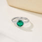 Lab Emerald Ring 925 Silver and Setting, Oval Geometric Classic - Photo 3