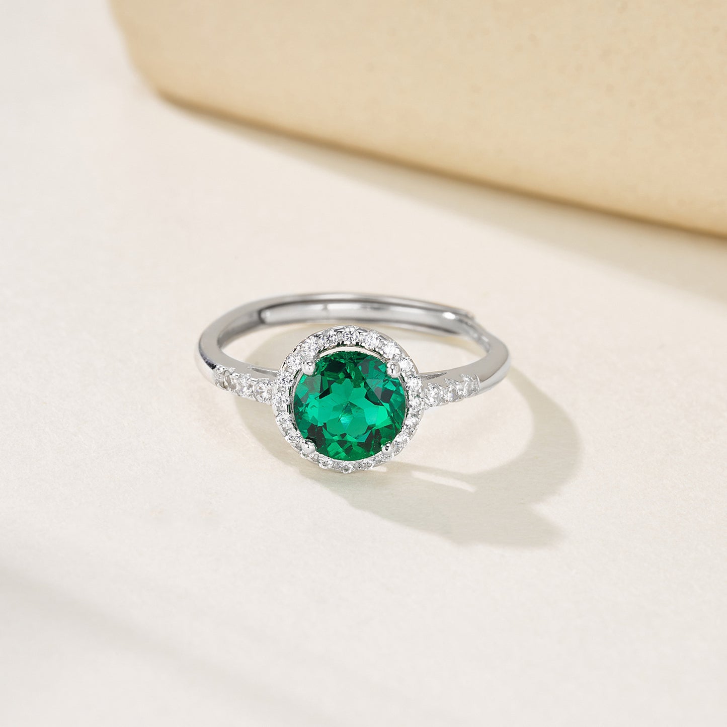 Lab Emerald Ring 925 Silver and Setting, Oval Geometric Classic - Photo 3
