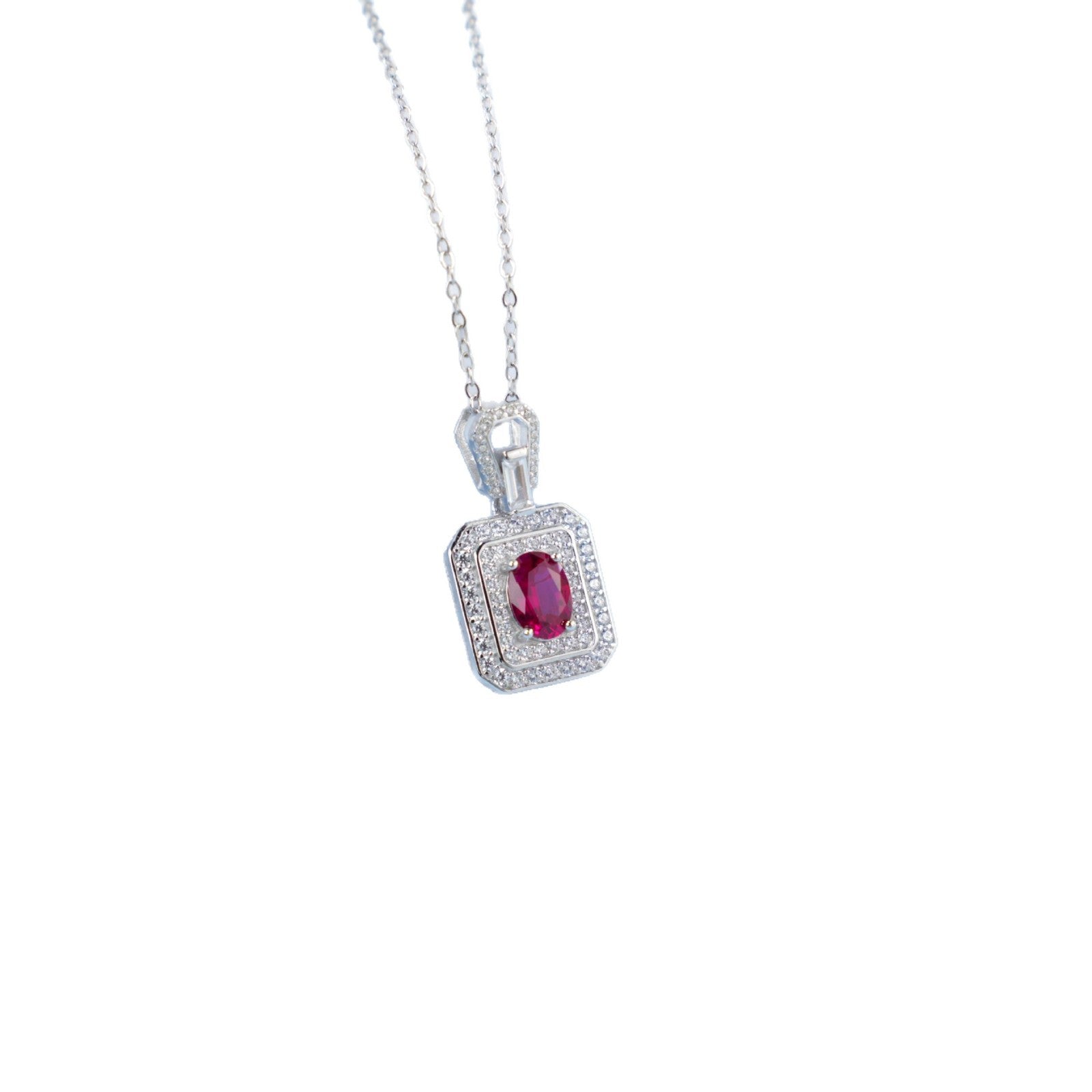 S925 Silver Lab Ruby Necklace, Bold Jewellery - Photo 5