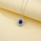 Luxurious Sapphire Halo Silver Choker, Sunflower Gemstone Pendant - Photo 3