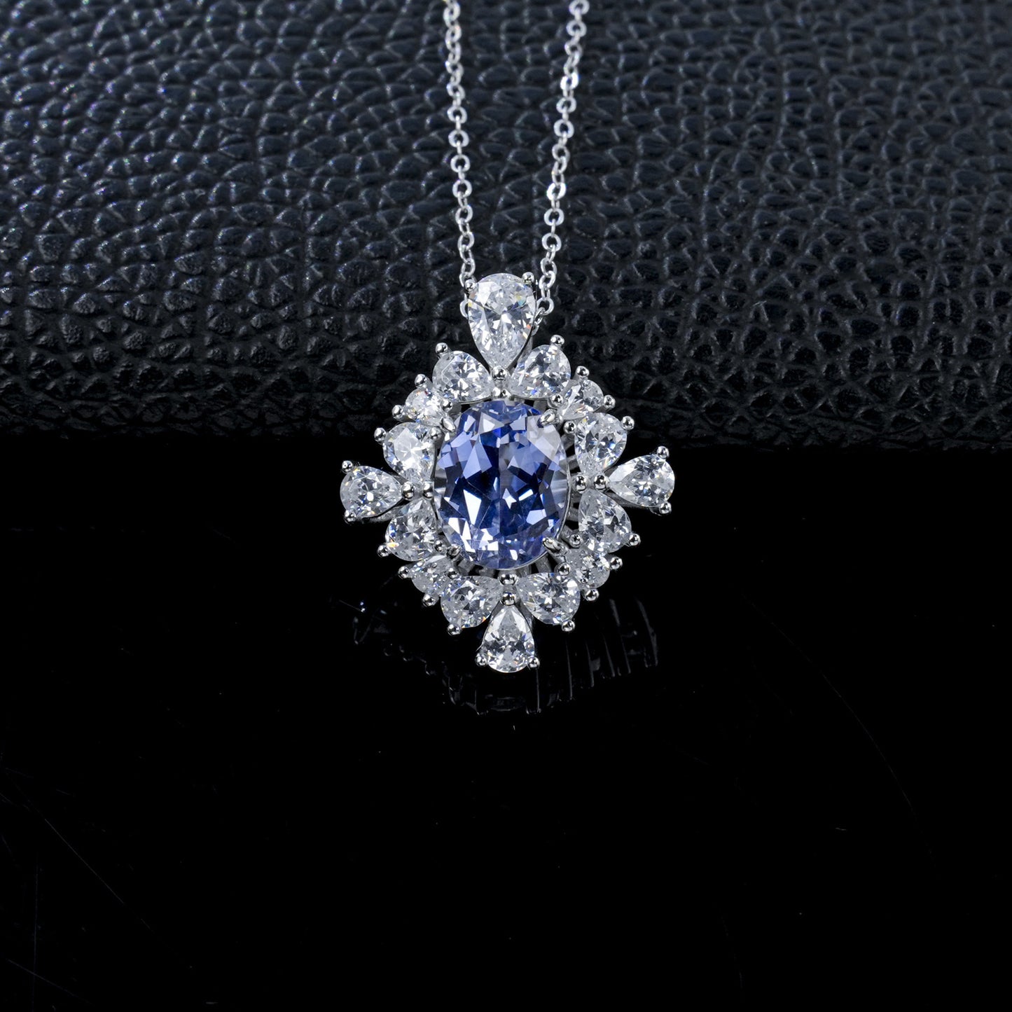 S925 Sterling Silver Lab Sapphire Necklace for Women, Minimalist Versatile Premium - Photo 2