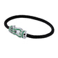 S925 Sterling Silver Lab Emerald Horseshoe Pave Black Cord Bracelet, Vintage Minimalist - Photo 5