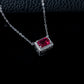 Old Money Style Square Lab Ruby Pendant S925 Sterling Silver Diamond Necklace, Premium - Photo 3