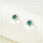 S925 Sterling Silver Lab Emerald Round Earrings for Women, Minimalist Unique - Photo 1
