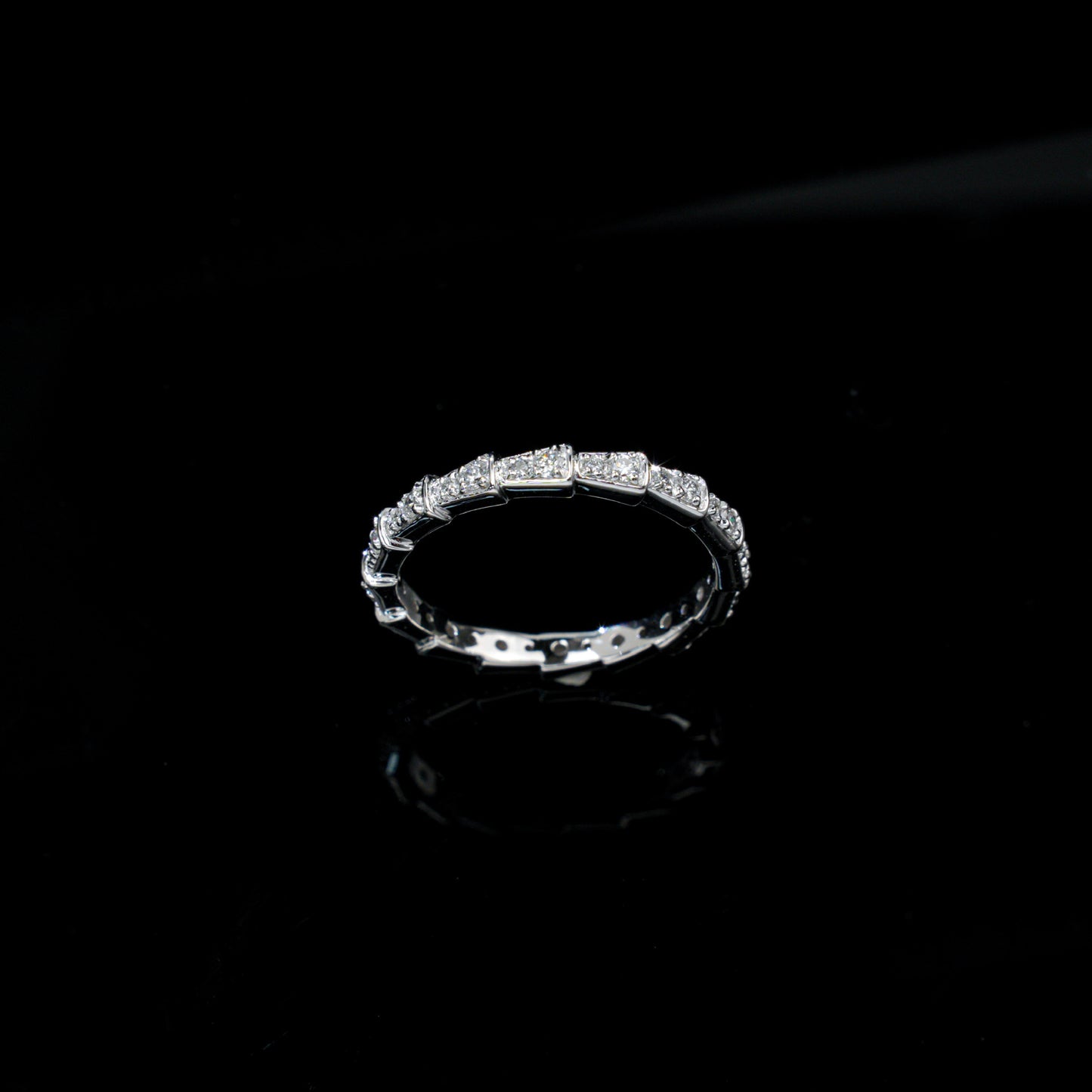 S925 Sterling Silver Snake Pave Closed Ring, Premium Versatile - Photo 2