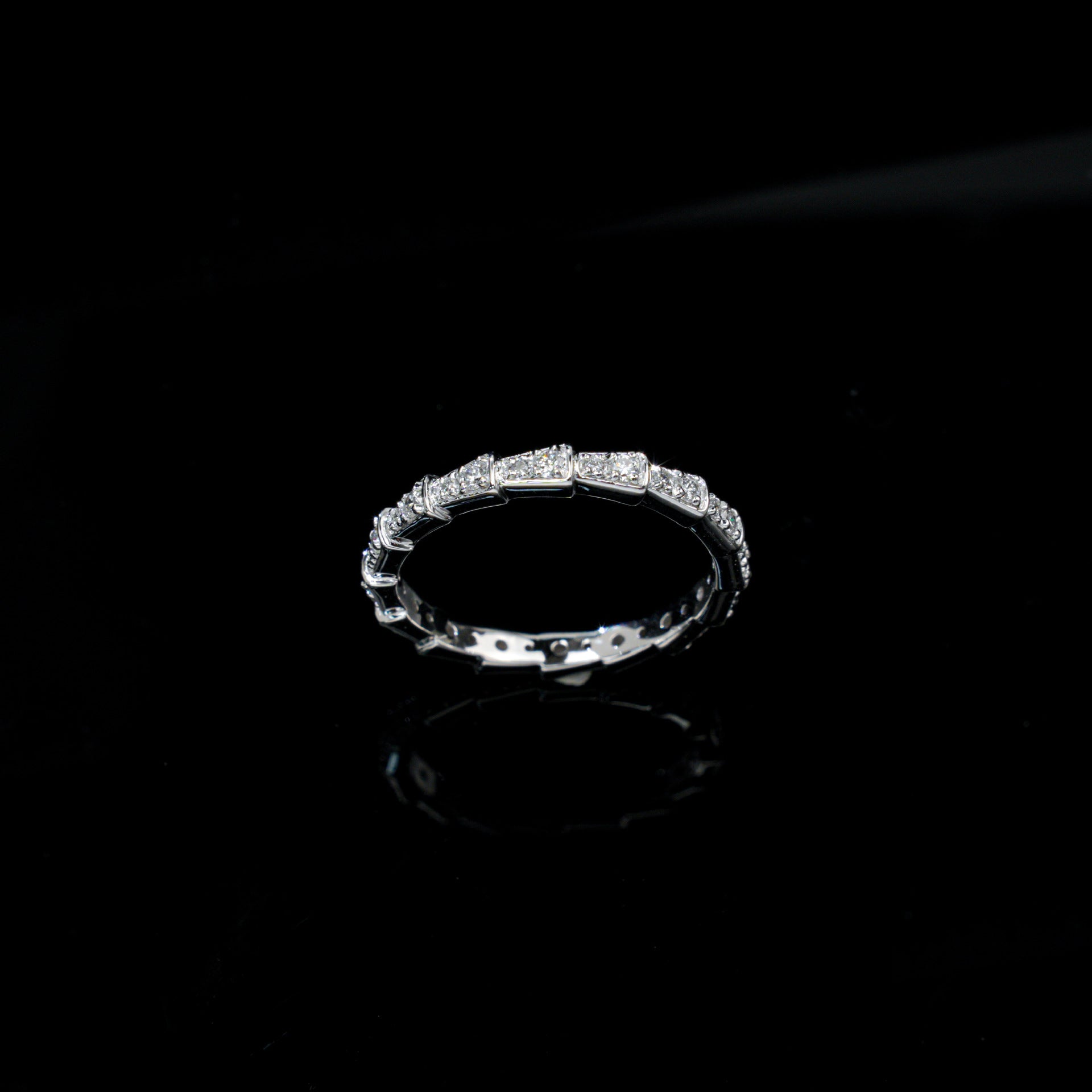 S925 Sterling Silver Snake Pave Closed Ring, Premium Versatile - Photo 2