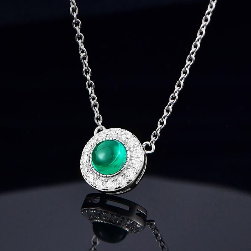 S925 Lab Emerald Necklace, Sterling Silver Versatile - Photo 3