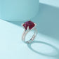 Lab Ruby Ring S925 Sterling Silver Full Diamond Cushion Centre, Engagement Gift - Photo 3