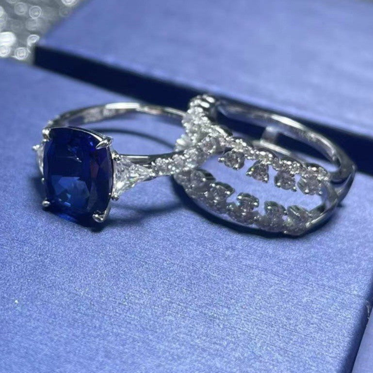 Lab Sapphire Ring S925 Sterling Silver, Versatile Premium Wedding - Photo 4