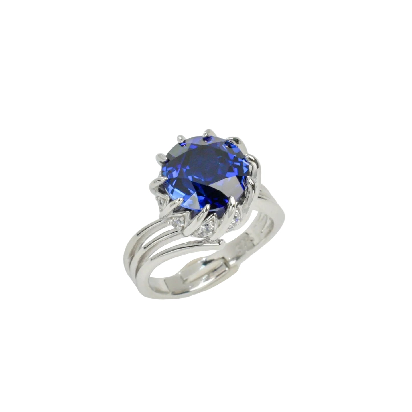Lab-Created Cornflower Sapphire Ring S925 Sterling Silver - Photo 2