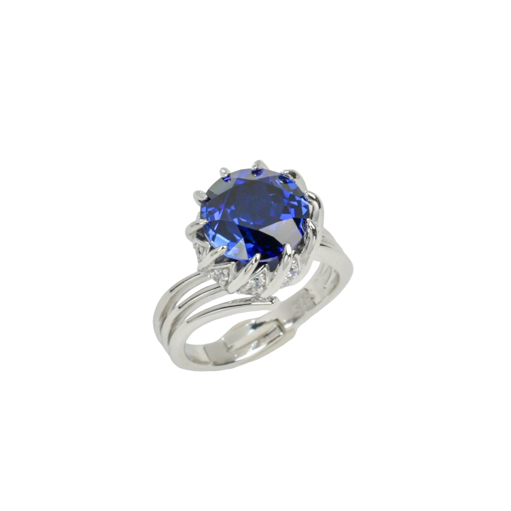 Lab-Created Cornflower Sapphire Ring S925 Sterling Silver - Photo 2