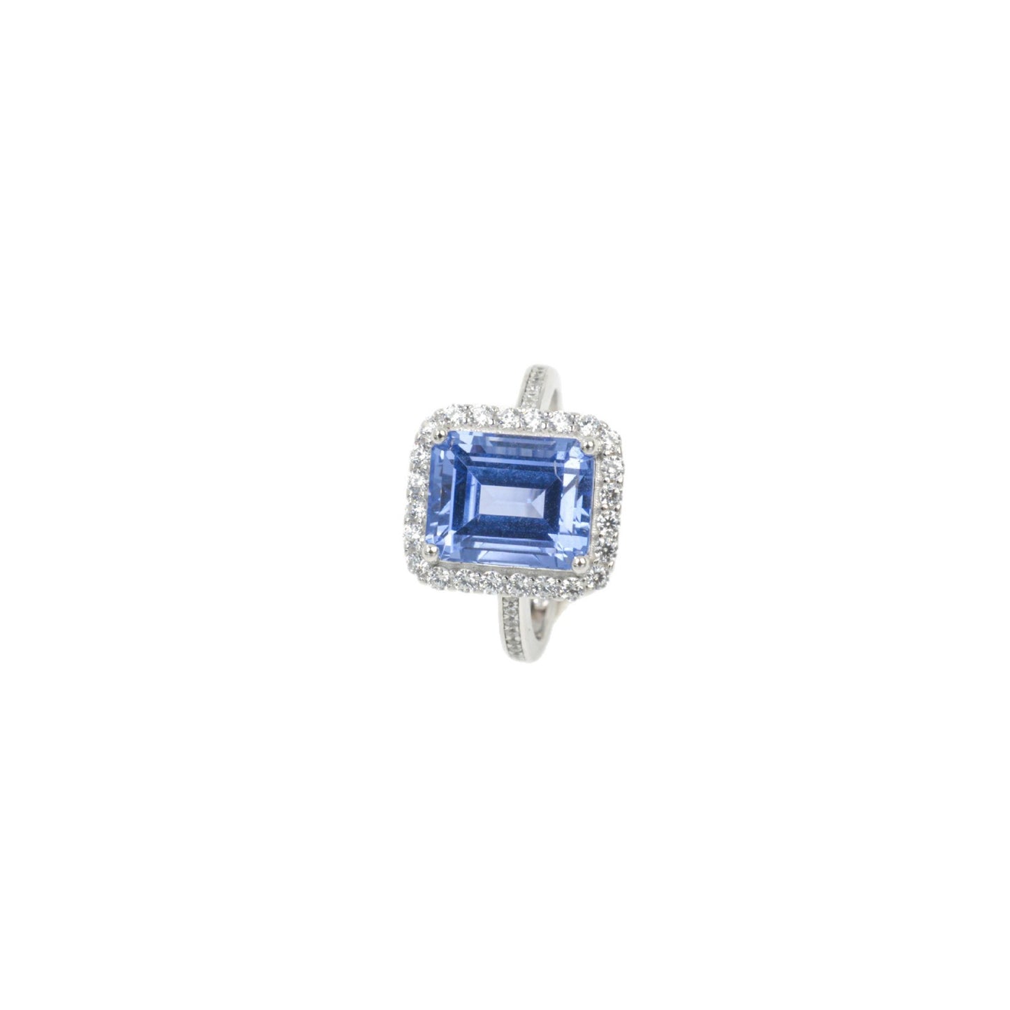 S925 Silver Lab Cornflower Sapphire Cut Halo, Versatile Women's Ring - Photo 5