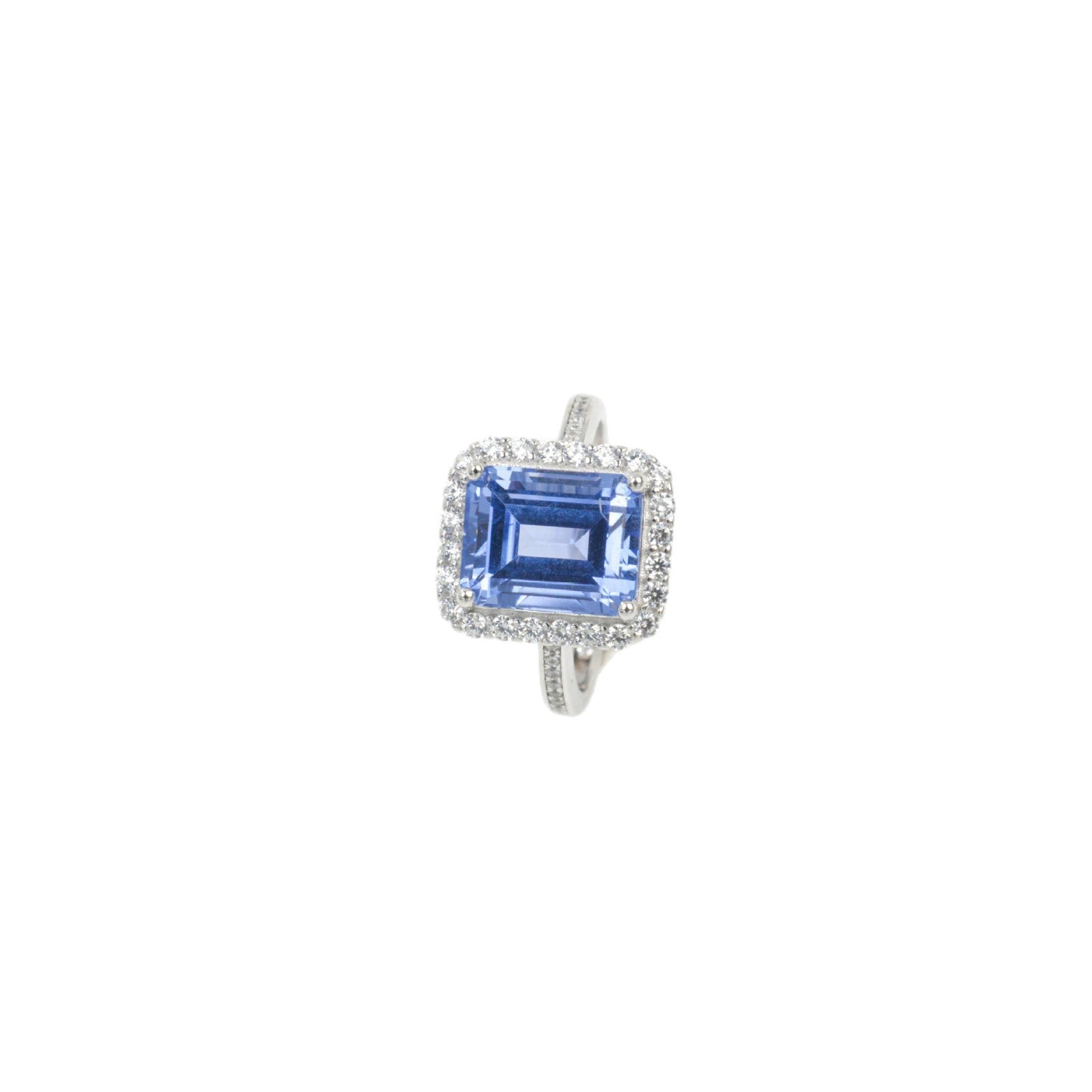 S925 Silver Lab Cornflower Sapphire Cut Halo, Versatile Women's Ring - Photo 5