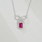 925 Sterling Silver Lab Ruby Bowknot Necklace, Vintage for Women - Photo 2