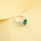 S925 Sterling Silver Lab Emerald Oval Ring, Elegant Versatile for Women - Photo 5