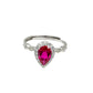 S925 Sterling Silver Lab Ruby Teardrop Pave Pear Ring, for Women - Photo 5
