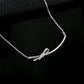 Exquisite Asymmetric Bow Full Diamond Silver Necklace, Choker Valentines Birthday - Photo 4