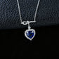 S925 Silver Heart Lab Sapphire Necklace, Full Diamond Halo - Photo 4